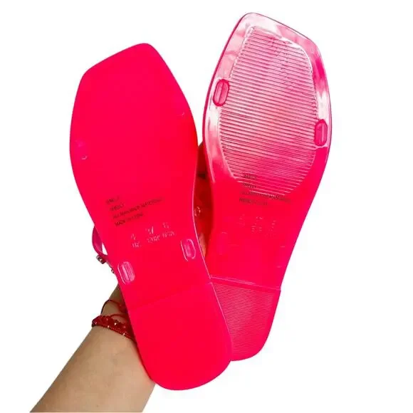 DV DOLCE VITA SHELLY RHINESTONE JELLY SANDALS HOT PINK WOMEN SIZE 6 WITH BOX NEW - Picture 4 of 7